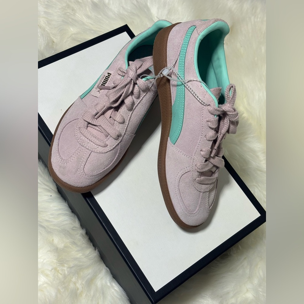 Puma Women's Pastel Pink and Teal Sneakers